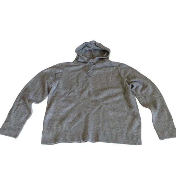 Time And Tru Gray Knit Pullover Hooded Sweater Womens Size L 12 14 Long Sleeve - Picture 1 of 11